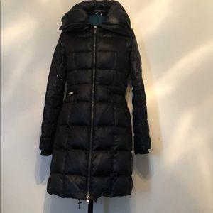 BCBG Maxazria long down black coat